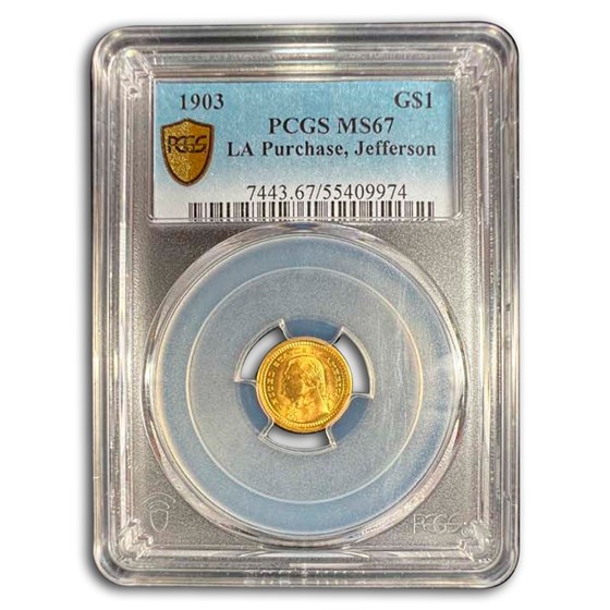 1903 Gold $1.00 Louisiana Purchase Jefferson MS-67 PCGS 1903 Gold $1.00 Louisiana Purchase Jefferson MS-67 PCGS